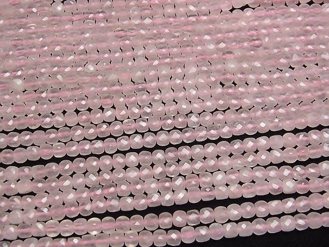 [Video]High Quality! Rose Quartz AA++ Cube Shape 4x4x4mm 1strand beads (aprx.15inch/37cm)