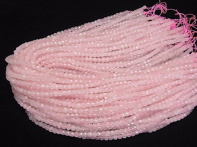 [Video]High Quality! Rose Quartz AA++ Cube Shape 4x4x4mm 1strand beads (aprx.15inch/37cm)