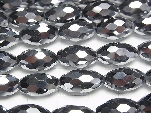 [Video]High Quality! Terahertz Faceted Rice 14x8x8mm 1/4 or 1strand beads (aprx.15inch/37cm)