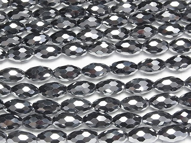 [Video]High Quality! Terahertz Faceted Rice 14x8x8mm 1/4 or 1strand beads (aprx.15inch/37cm)