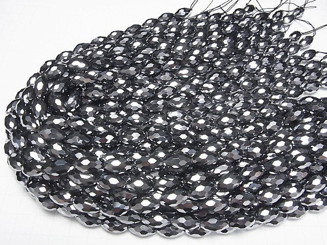 [Video]High Quality! Terahertz Faceted Rice 14x8x8mm 1/4 or 1strand beads (aprx.15inch/37cm)