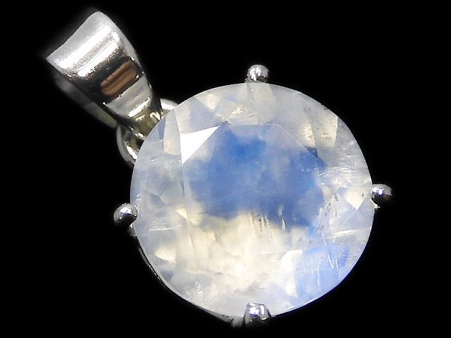 [Video][One of a kind] High Quality Rainbow Moonstone AAA Faceted Pendant Silver925 NO.42