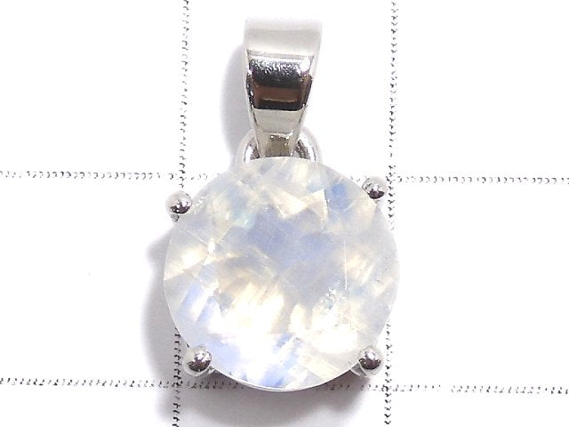 [Video][One of a kind] High Quality Rainbow Moonstone AAA Faceted Pendant Silver925 NO.42