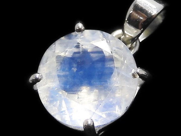 [Video][One of a kind] High Quality Rainbow Moonstone AAA Faceted Pendant Silver925 NO.43