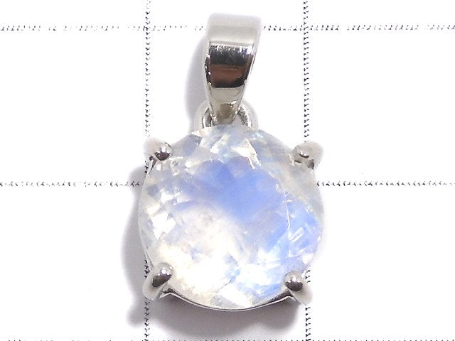 [Video][One of a kind] High Quality Rainbow Moonstone AAA Faceted Pendant Silver925 NO.43