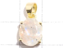 [Video][One of a kind] High Quality Rainbow Moonstone AAA Faceted Pendant 18KGP NO.54