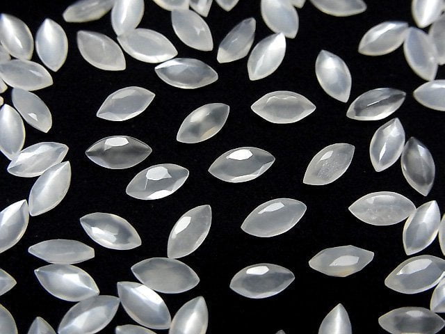 [Video]High Quality White Moonstone AAA Loose stone Marquise Faceted 6x3mm 5pcs