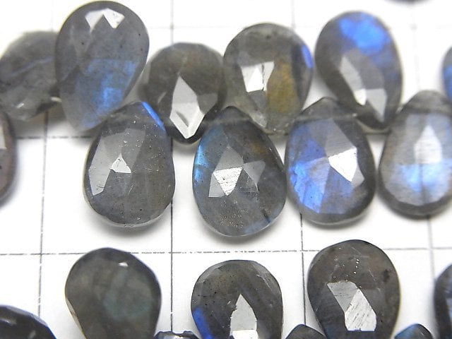 [Video]High Quality Labradorite AA++ Pear Shape Faceted Briolette 1strand beads (aprx.7inch/18cm)