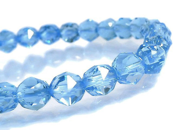 [Video][One of a kind] High Quality Swiss Blue Topaz AAA Star Faceted Round 7mm Bracelet NO.1