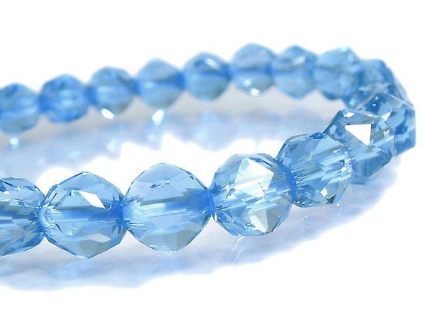 [Video][One of a kind] High Quality Swiss Blue Topaz AAA Star Faceted Round 7mm Bracelet NO.3