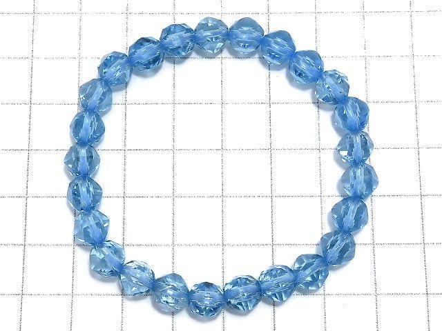 [Video][One of a kind] High Quality Swiss Blue Topaz AAA Star Faceted Round 7mm Bracelet NO.3