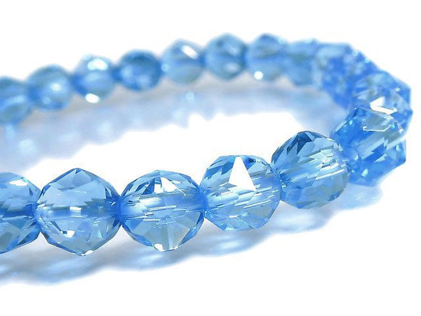 [Video][One of a kind] High Quality Swiss Blue Topaz AAA Star Faceted Round 7mm Bracelet NO.4