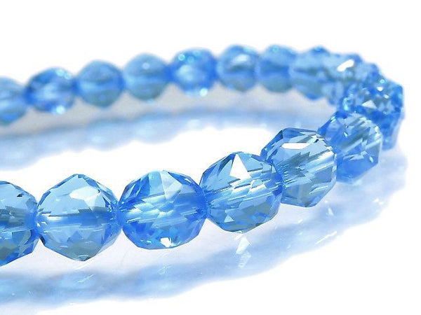 [Video][One of a kind] High Quality Swiss Blue Topaz AAA Star Faceted Round 7mm Bracelet NO.5