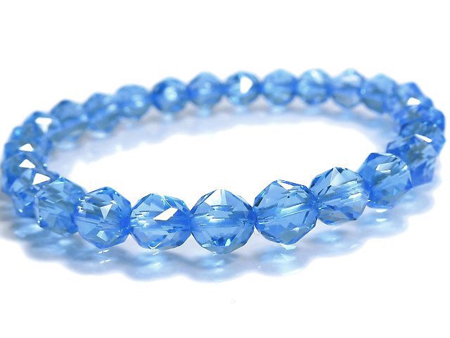 [Video][One of a kind] High Quality Swiss Blue Topaz AAA Star Faceted Round 7mm Bracelet NO.5