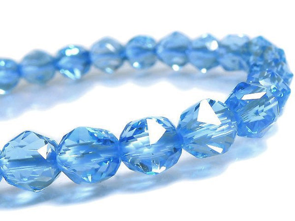 [Video][One of a kind] High Quality Swiss Blue Topaz AAA Star Faceted Round 7mm Bracelet NO.6