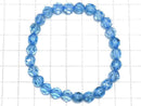 [Video][One of a kind] High Quality Swiss Blue Topaz AAA Star Faceted Round 7mm Bracelet NO.6