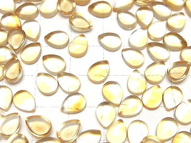 [Video]High Quality Citrine AAA Pear Shape Cabochon 7x6mm 3pcs