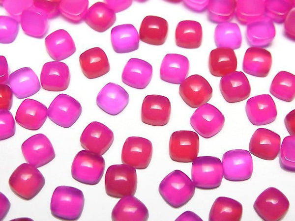 [Video] Fuchsia Pink Chalcedony AAA Square Cabochon 4x4mm 10pcs