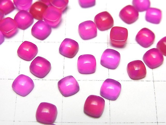 [Video] Fuchsia Pink Chalcedony AAA Square Cabochon 4x4mm 10pcs