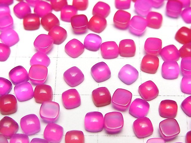 [Video] Fuchsia Pink Chalcedony AAA Square Cabochon 4x4mm 10pcs