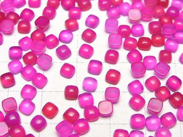 [Video] Fuchsia Pink Chalcedony AAA Square Cabochon 4x4mm 10pcs