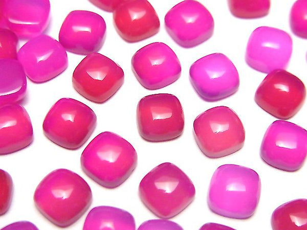 [Video] Fuchsia Pink Chalcedony AAA Square Cabochon 6x6mm 5pcs