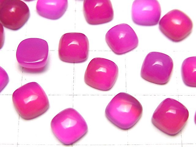 [Video] Fuchsia Pink Chalcedony AAA Square Cabochon 6x6mm 5pcs