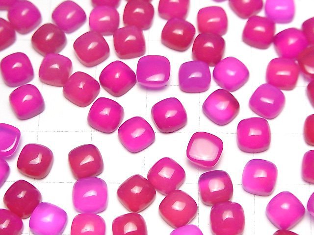 [Video] Fuchsia Pink Chalcedony AAA Square Cabochon 6x6mm 5pcs