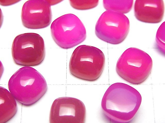 [Video] Fuchsia Pink Chalcedony AAA Square Cabochon 8x8mm 3pcs