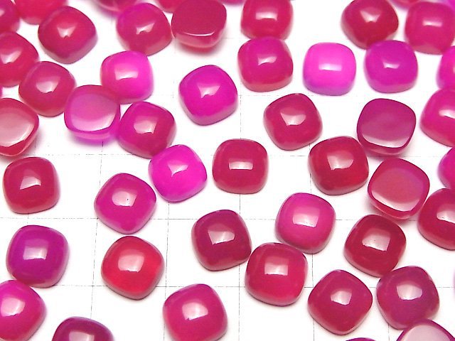 [Video] Fuchsia Pink Chalcedony AAA Square Cabochon 8x8mm 3pcs