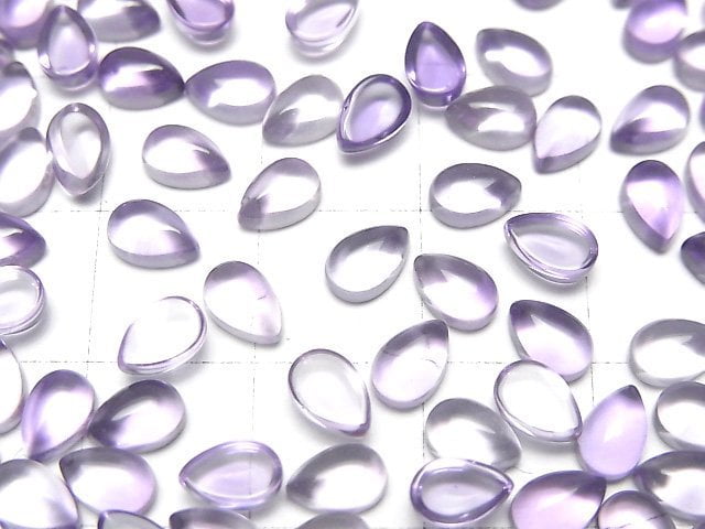 [Video]High Quality Amethyst AAA Pear Shape Cabochon 6x4mm 5pcs