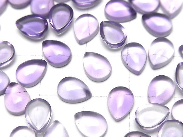 [Video]High Quality Amethyst AAA Pear Shape Cabochon 8x6mm 5pcs