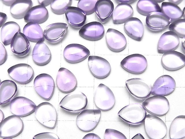 [Video]High Quality Amethyst AAA Pear Shape Cabochon 8x6mm 5pcs