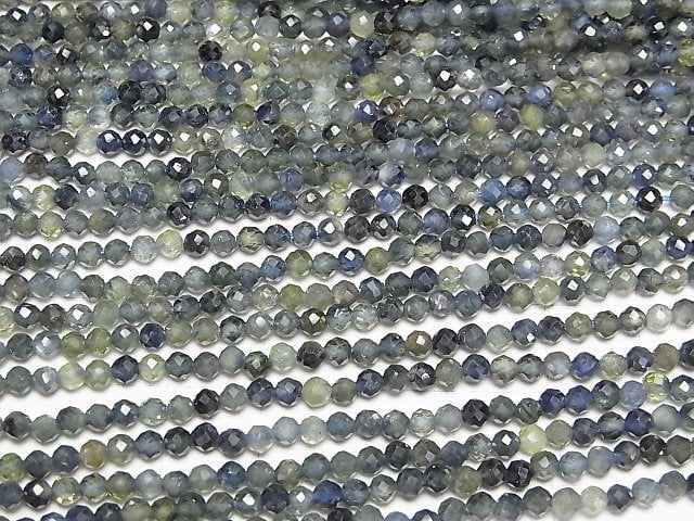 [Video]High Quality! Australian Sapphire AA++ Faceted Round 3mm half or 1strand beads (aprx.7inch/17cm)