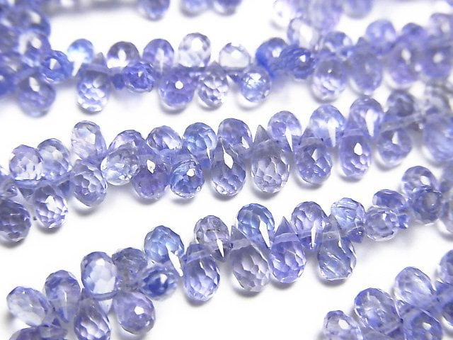 [Video]High Quality Tanzanite AAA Drop Faceted Briolette half or 1strand beads (aprx.4inch/9cm)