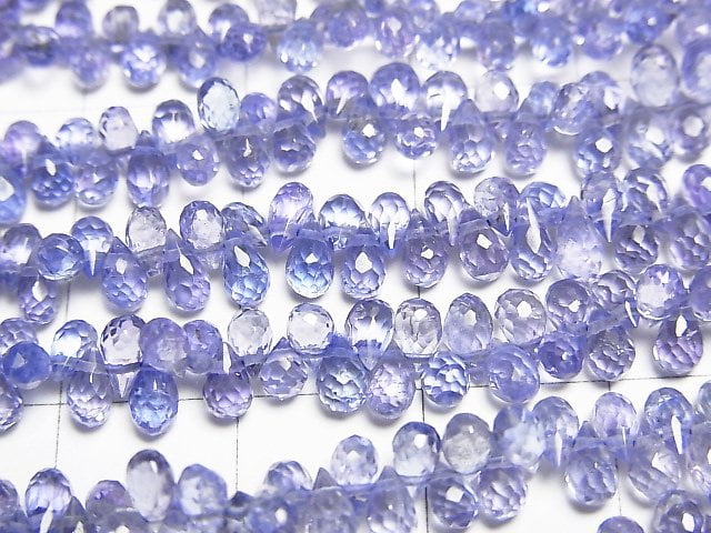 [Video]High Quality Tanzanite AAA Drop Faceted Briolette half or 1strand beads (aprx.4inch/9cm)