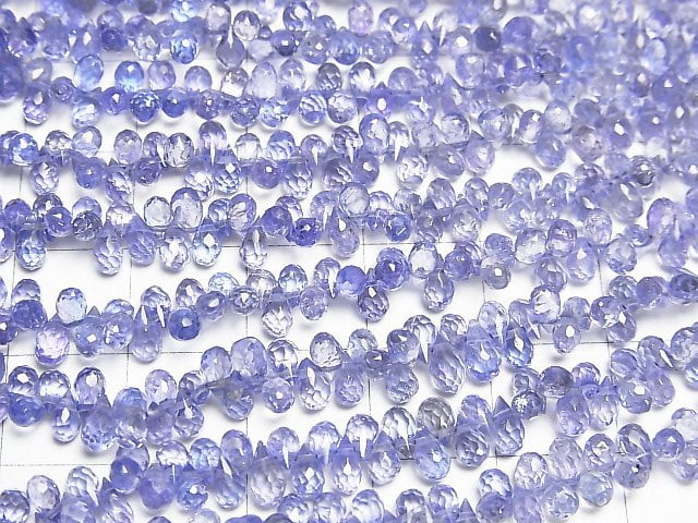 [Video]High Quality Tanzanite AAA Drop Faceted Briolette half or 1strand beads (aprx.4inch/9cm)