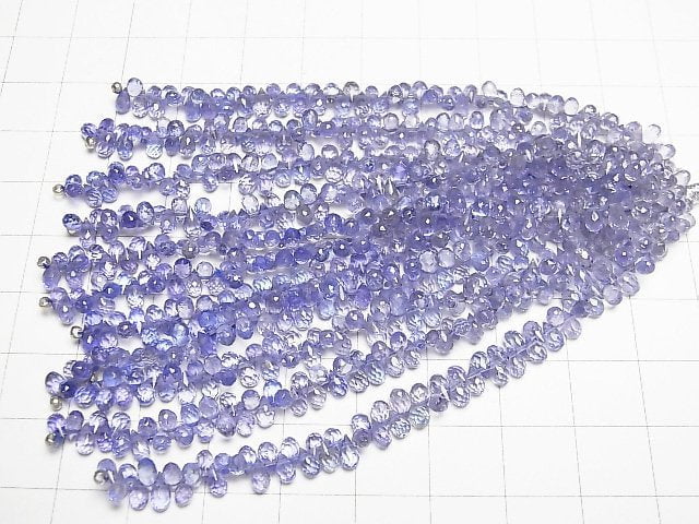 [Video]High Quality Tanzanite AAA Drop Faceted Briolette half or 1strand beads (aprx.4inch/9cm)