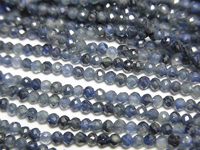 [Video]High Quality! Australian Sapphire AA++ Faceted Round 2mm 1strand beads (aprx.7inch/17cm)