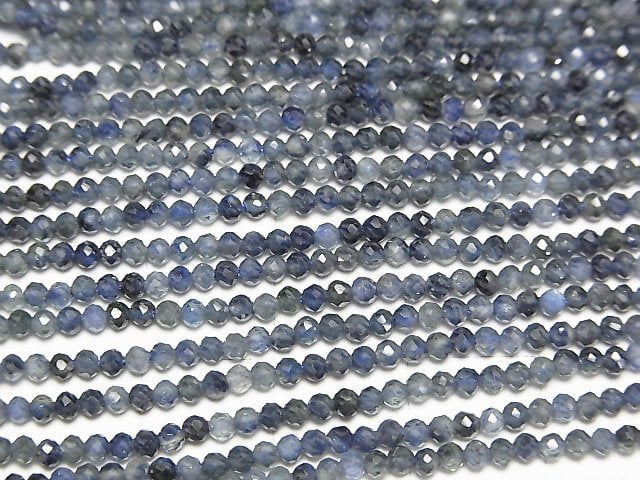 [Video]High Quality! Australian Sapphire AA++ Faceted Round 2mm 1strand beads (aprx.7inch/17cm)