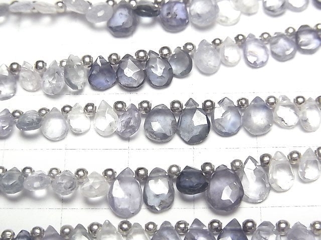 [Video]High Quality Blue Sapphire AA++ Faceted Pear Shape Color Gradation half or 1strand beads (aprx.7inch/18cm)