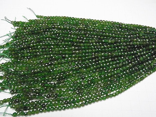 [Video]High Quality! Chrome Diopside AA++ Cube Shape 4x4x4mm half or 1strand beads (aprx.7inch/17cm)