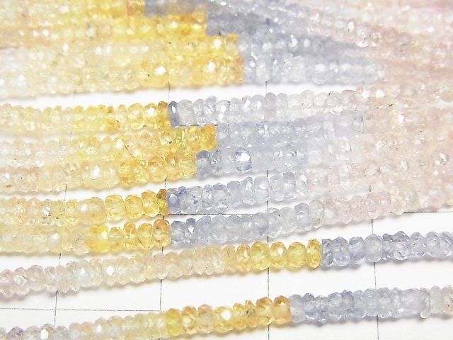 [Video]High Quality Unheated Multicolor Sapphire AAA- Faceted Button Rondelle Half or 1strand beads (aprx.16inch/40cm)