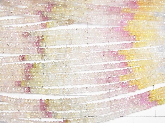 [Video]High Quality Unheated Multicolor Sapphire AAA- Faceted Button Rondelle Half or 1strand beads (aprx.16inch/40cm)