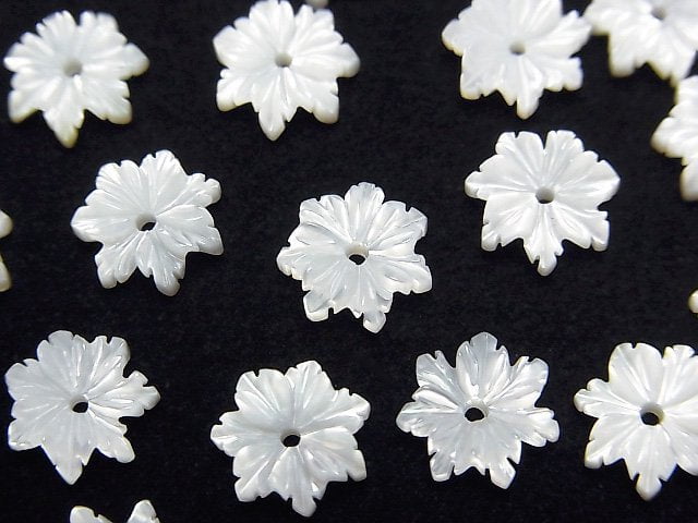 [Video] High Quality White Shell (Silver-lip Oyster) AAA Flower 8mm Center Hole 4pcs