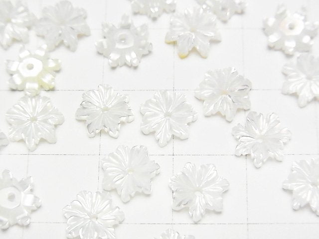 [Video] High Quality White Shell (Silver-lip Oyster) AAA Flower 8mm Center Hole 4pcs