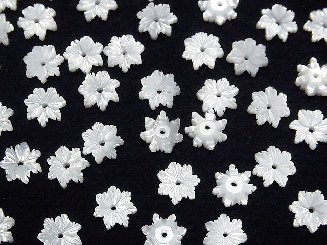 [Video] High Quality White Shell (Silver-lip Oyster) AAA Flower 8mm Center Hole 4pcs