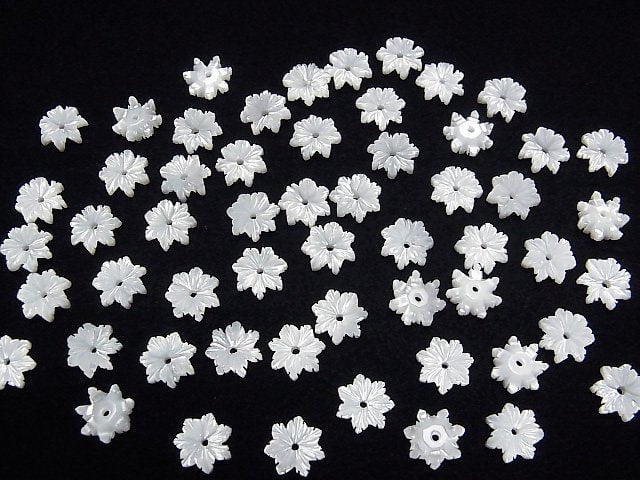 [Video] High Quality White Shell (Silver-lip Oyster) AAA Flower 8mm Center Hole 4pcs