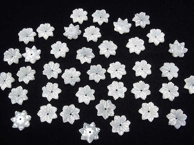 [Video] High Quality White Shell (Silver-lip Oyster) AAA Flower 10mm Center Hole 3pcs