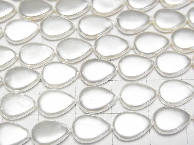 [Video]Shell Pearl White Vertical Hole Pear Shape 11x8x2.5mm 1strand beads (aprx.15inch/38cm)